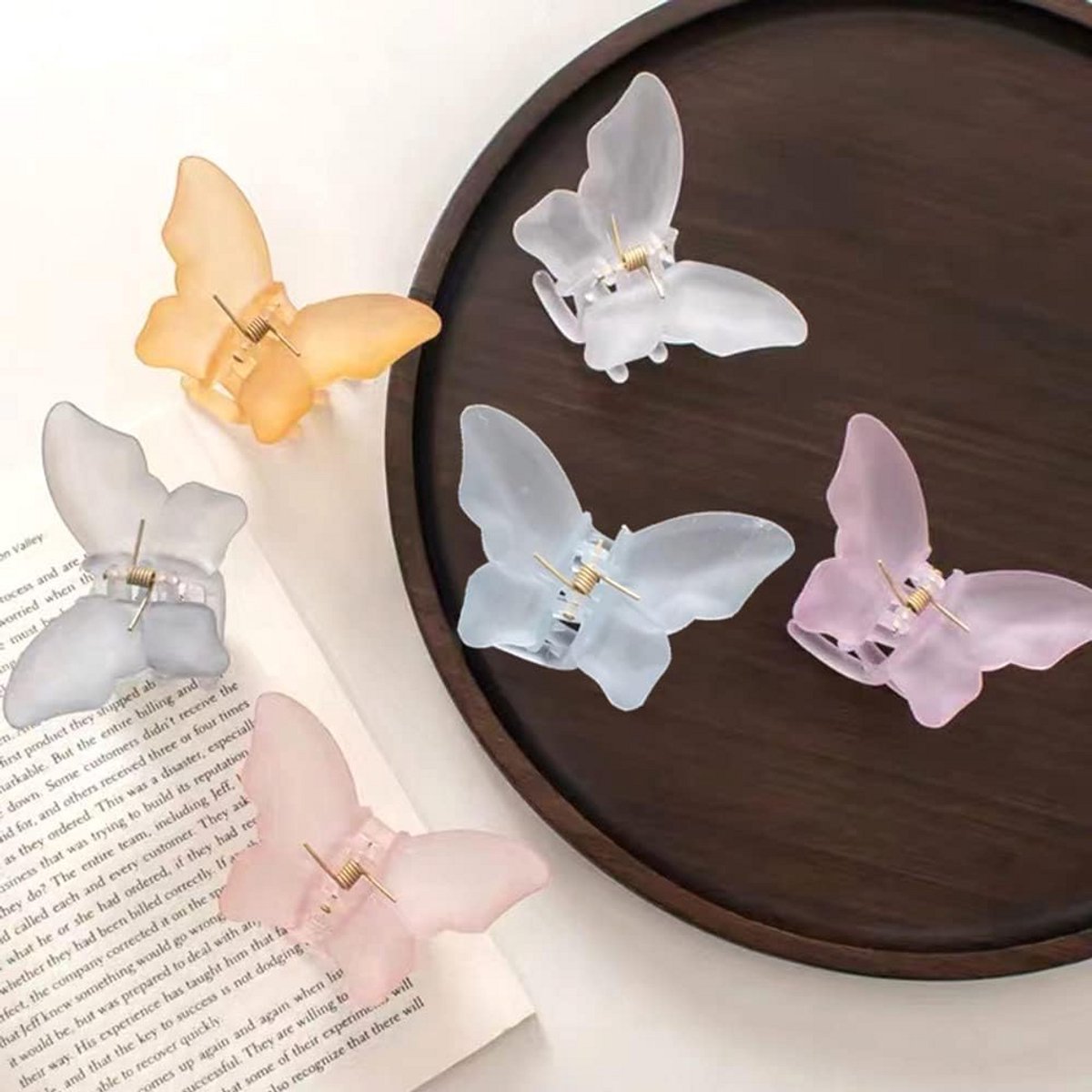 6 Stuks Matte Vlinder Haarclips - Antislip Haaraccessoires voor Vrouwen en Meisjes