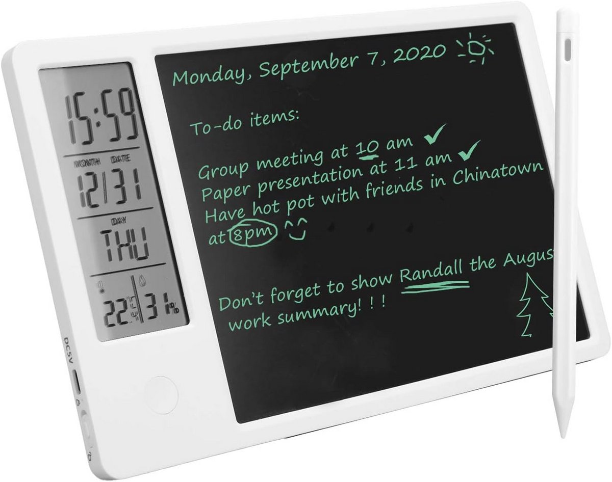 LCD Schrijftablet met Stylus - Digitale Notitieblok en Kalender voor Thuis, Kantoor en School