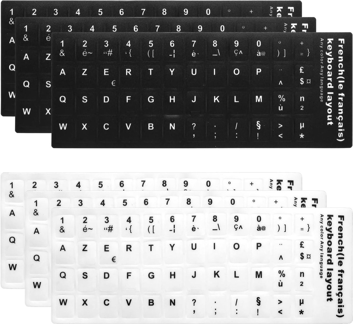 Universele Azerty Toetsenbordstickers voor Laptop en PC - 6 Stuks