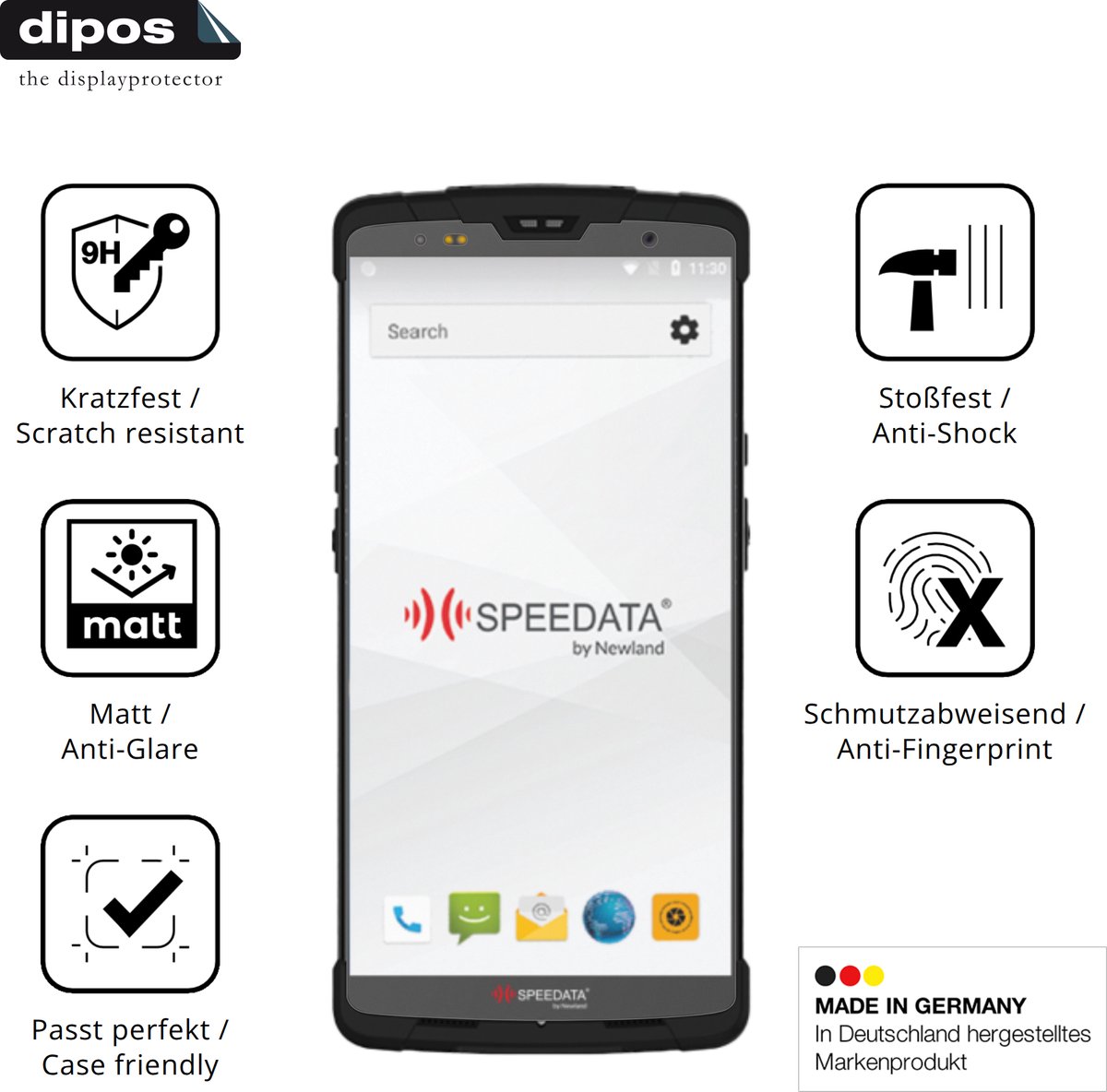 dipos – 2x Matte Pantserfolie geschikt voor Newland SD55 Lynx UHF | 9H Screenprotector