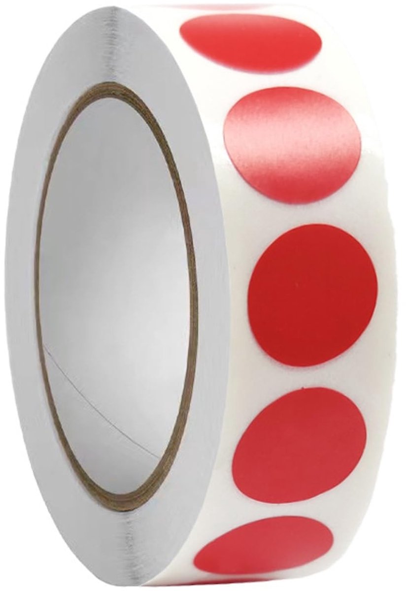 Pack van 1000 ronde stickervellen, 13 mm zelfklevende labels, kleurrijke adesivestickers voor DIY, planner, notitieboekjes en kalender (Rood)