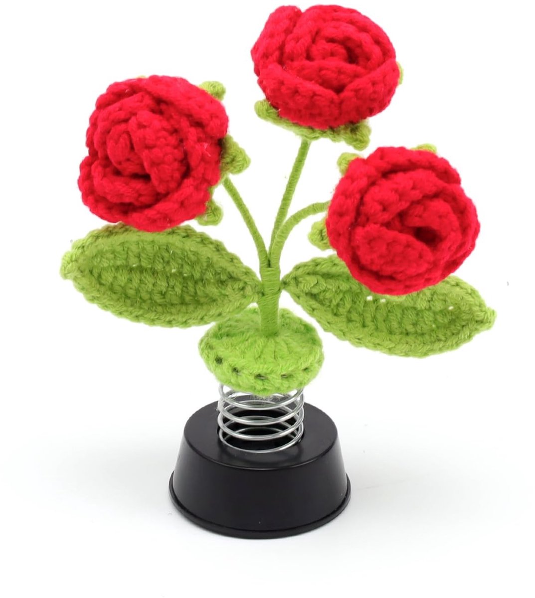 Allecto - Flower Kerstcadeau - Handgemaakte Wobble Toy voor Auto, Huis en Kantoor - Red Rose Shake Head Decoratie