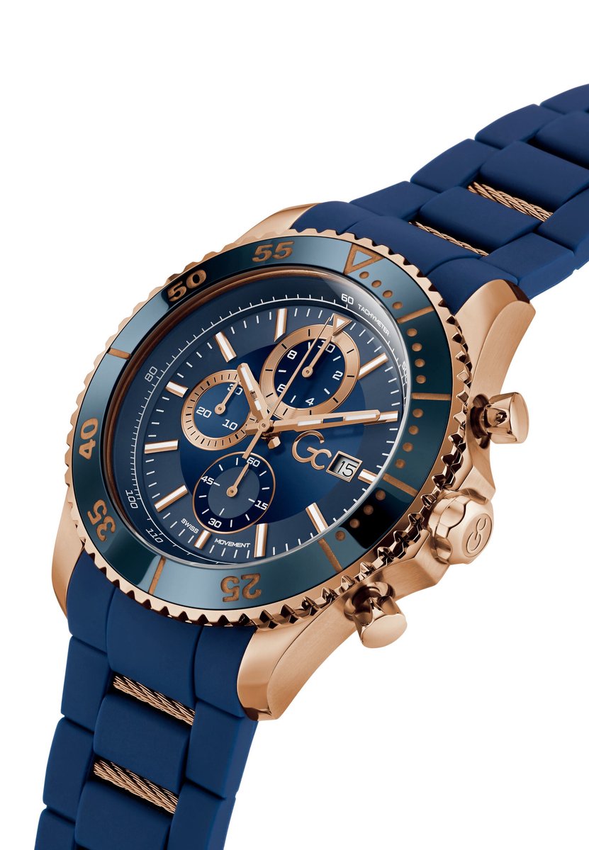 Gc Gc Speedracer Quartz Chronograaf Horloge Blauw Kast: 100% Roestvrij Staal | Bracelet 100% Siliconen 44 mm Z51001G7MF