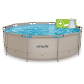 VirtuFit Rond Zwembad Ø366 x 100 cm - Incl. Filterpomp - Opzetzwembad - Duurzaam & Veilig Stalen Frame - Beige