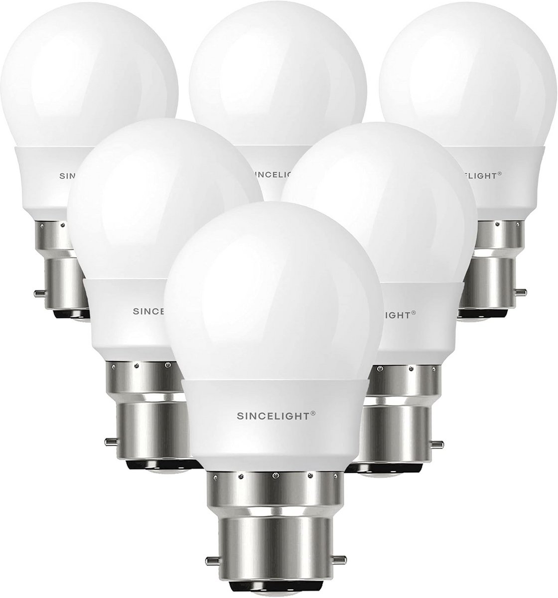 Set van 6 B22 LED Lampen 5W Koud Wit 6500K Hoog CRI 500 Lumen