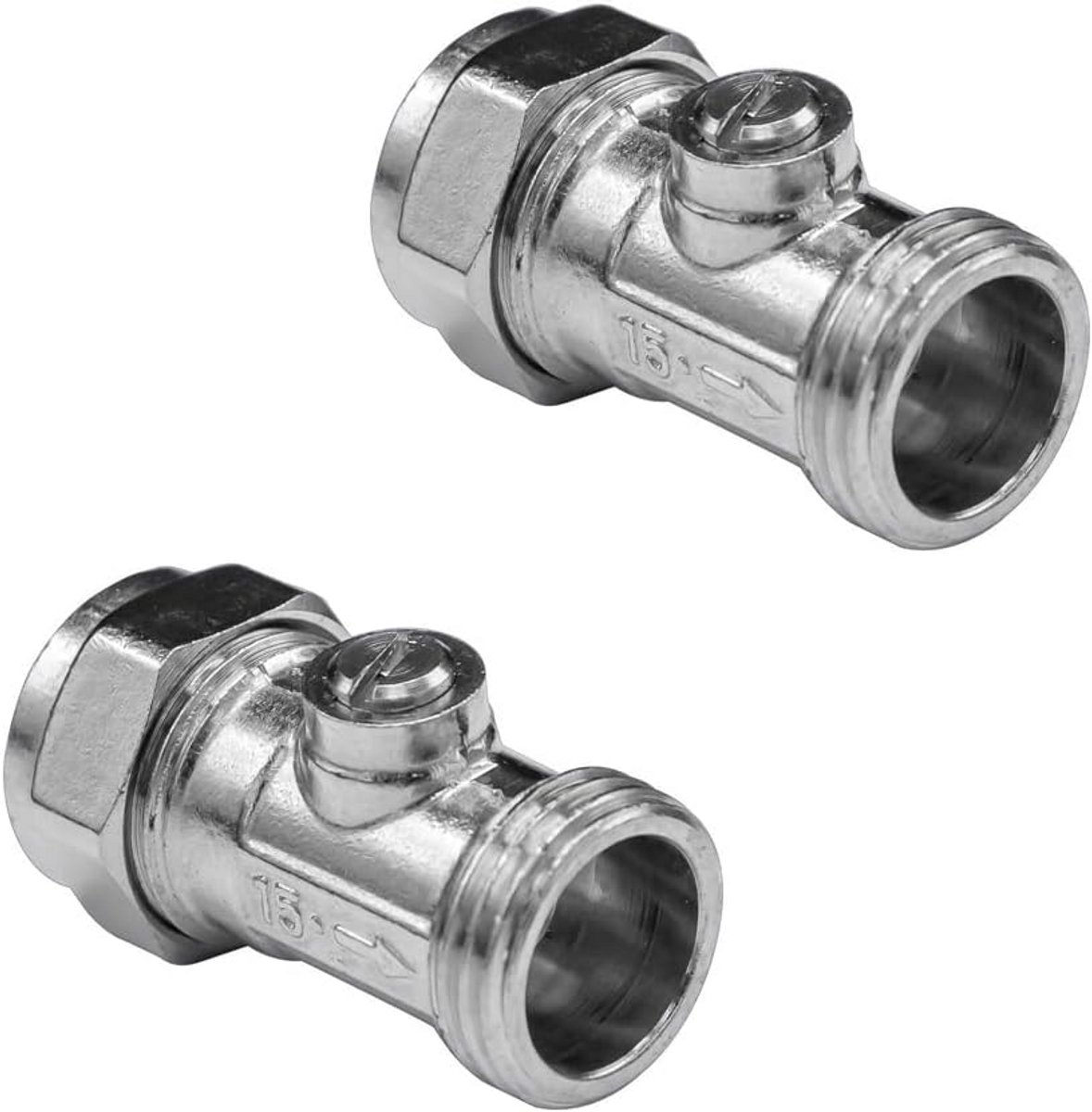 Isolatie Serviceklep 15mm Mannelijk Plat - Set van 2 Stuks - Geschikt voor Verwarming en Leidingen