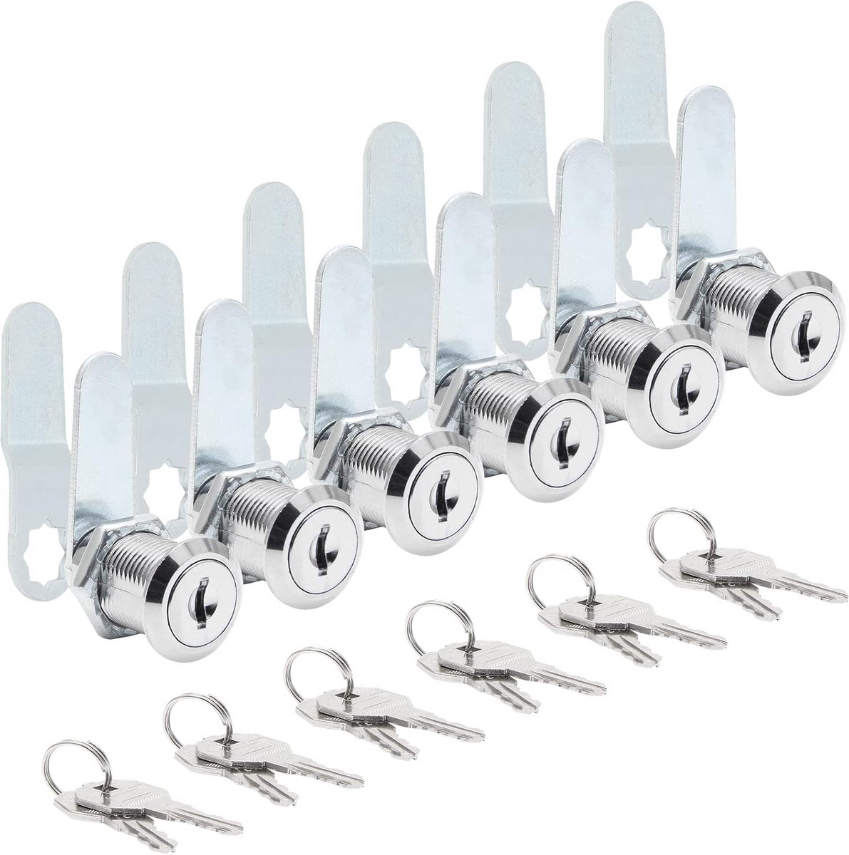 6x Universele Cam Sloten voor Kasten en Laden - 25mm Cilinderlengte - Inclusief Sleutels
