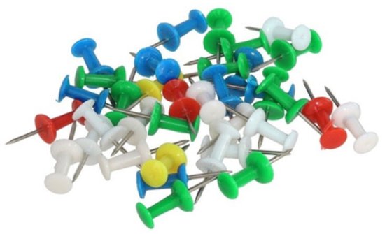 Tableau d'affichage avec 25 punaises colorées - 30 x 45 cm - liège