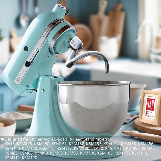 Spiraal Deeg Haak voor 4.5-5 Qt Standmixers - Roestvrij Staal, Vaatwasser Veilig van Merkloos — afbeelding 5