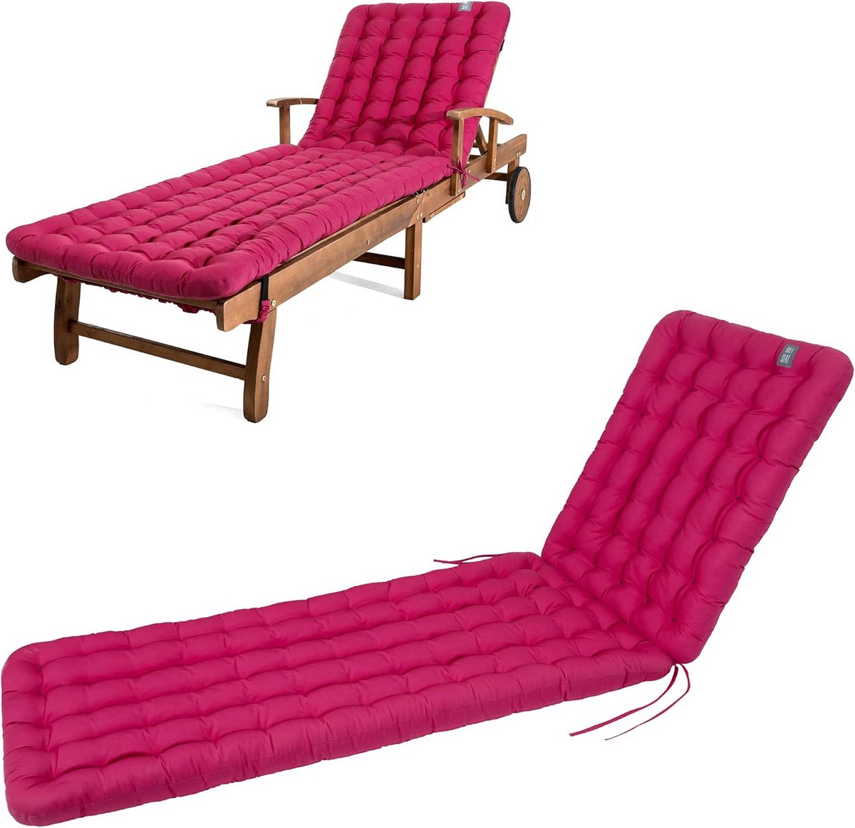 Luxe Ligkussen voor Ligstoel - Hot Pink, 200 x 60 cm, 8 cm Dikke Comfortabele Bekleding, Wasbaar op 95 °C