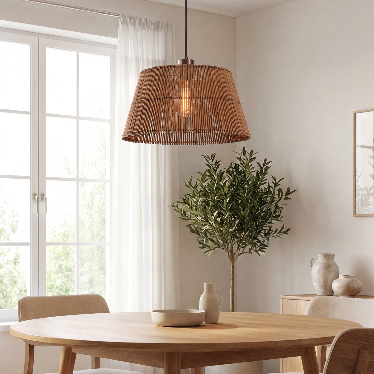 LumenXL Hanglamp Tami in warm brons - bamboe kap