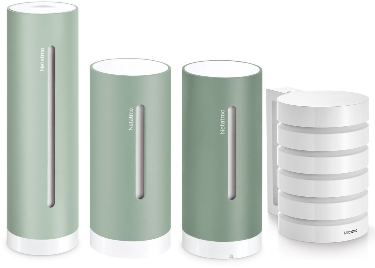 Netatmo Slim Weerstation + Extra Binnenmodule – Indoor Pack 2.0 met Beschermhoes – CO2 Meter & Luchtkwaliteit – Temperatuur & Luchtvochtigheid – App Monitoring – Mint