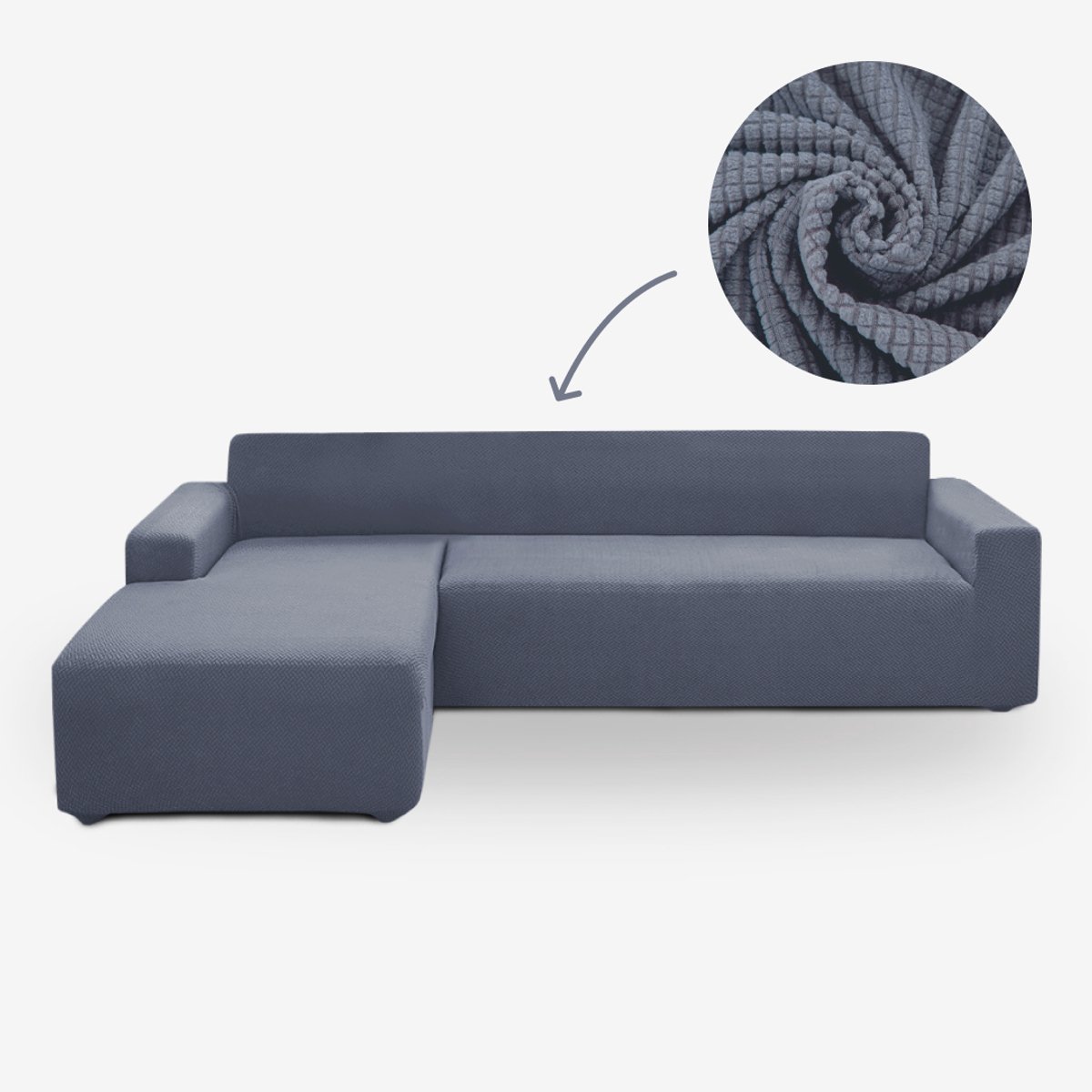 BankhoesDiscounter Knitted Bankhoes – Hoekbank – M3 (175-220cm) – Bankbeschermer – Zetelhoes & Zetelbeschermer - Bankhoezen voor Hoekbank - Sofa Cover - Grijs