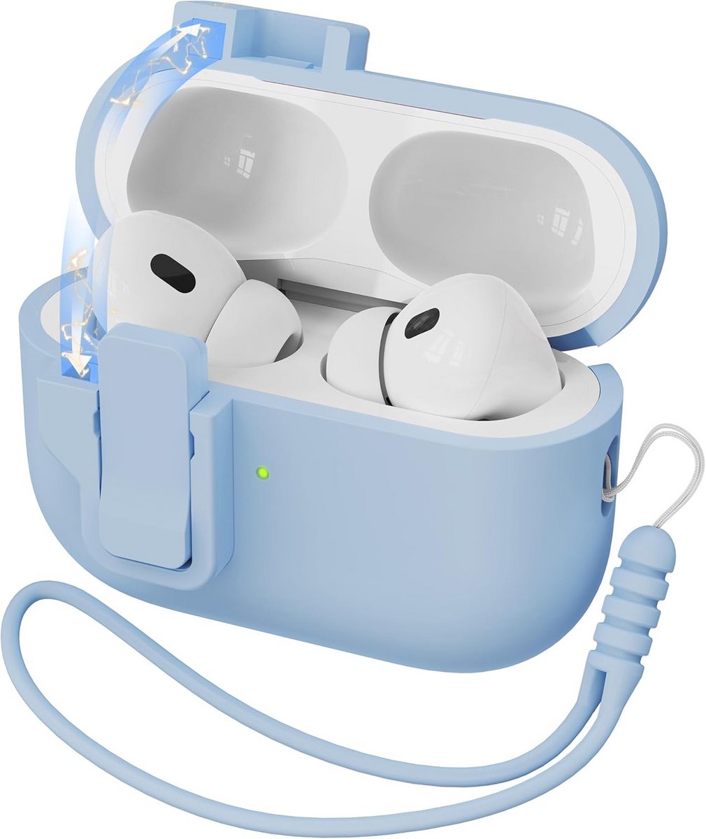 Draagbare Siliconen Hoes voor AirPods Pro 2e Generatie - Lichtblauw