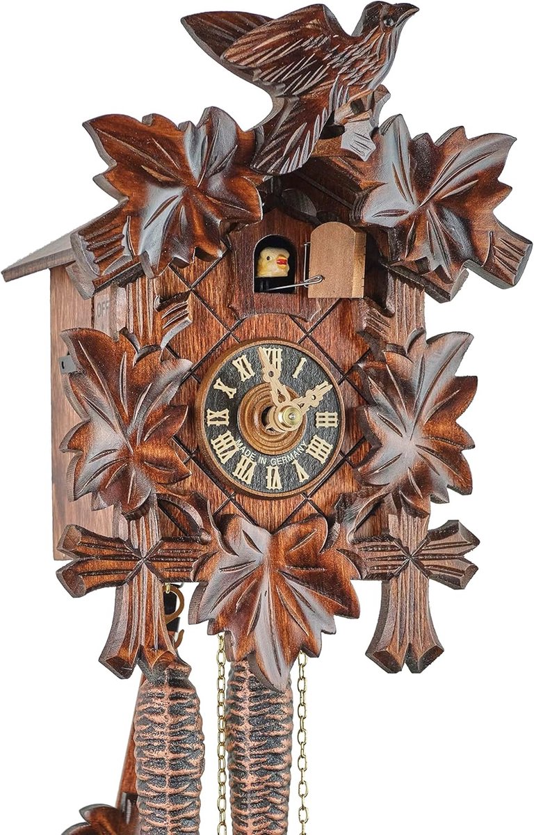Originele Zwarte Woud Koekoeksklok van Hout - Mechanisch 1-Dags Station met Handgemaakt Design