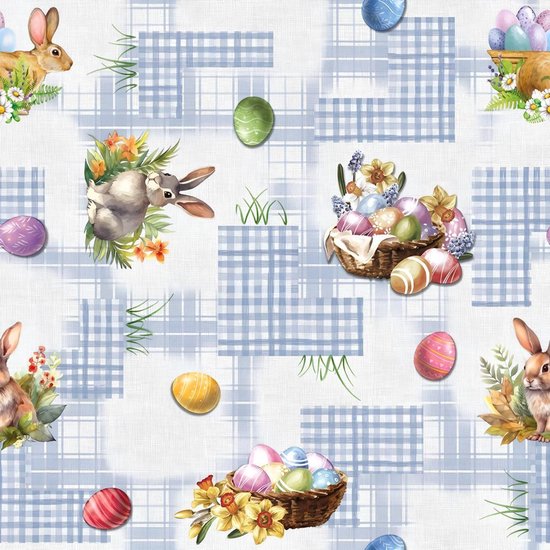 Nappe de Pasen Blauw Œuf de Pâques 140x250cm - Nappe lavable - Plastique