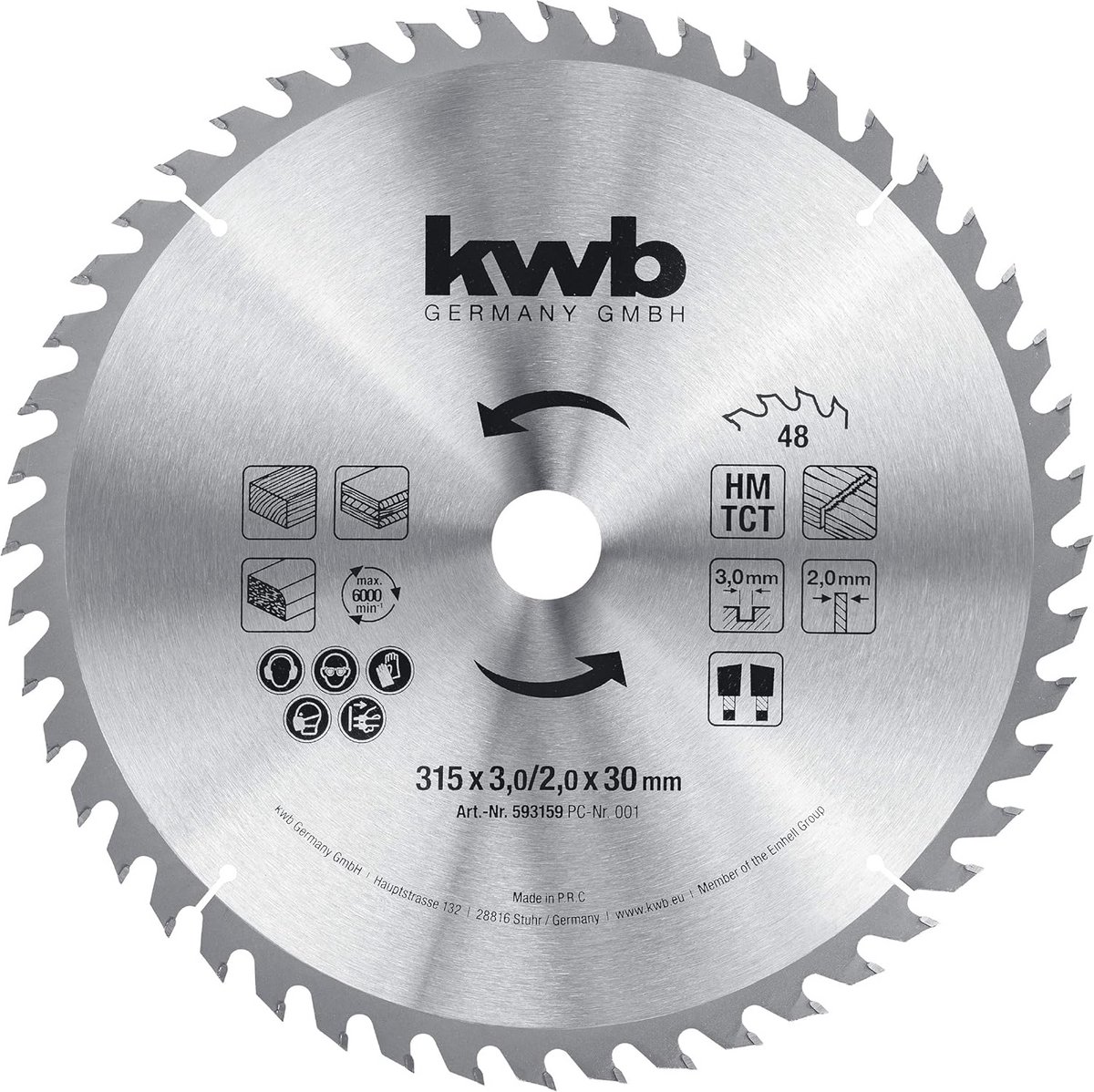 Cirkelzaagblad 315 x 30 mm voor precisie sneden in diverse materialen