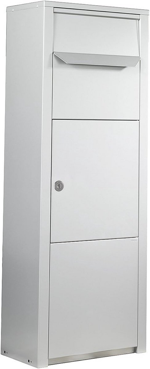 Staande brievenbus aluminium RAL 9006 voor post en pakketten
