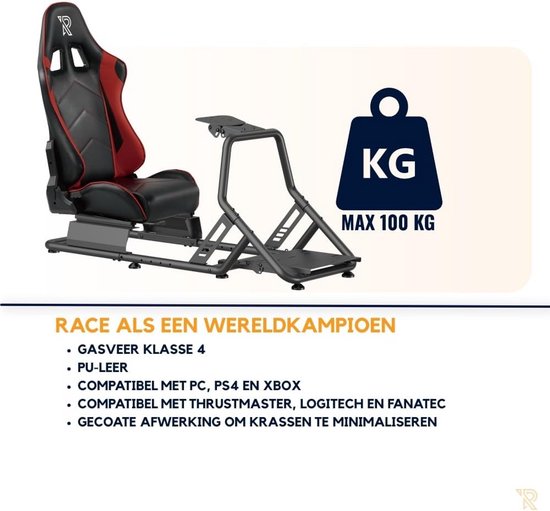 Racing Simulator Cockpit - Verstelbare Stoel met Stalen Frame voor Simracing - Geschikt voor Beginners en Professionals — afbeelding 5