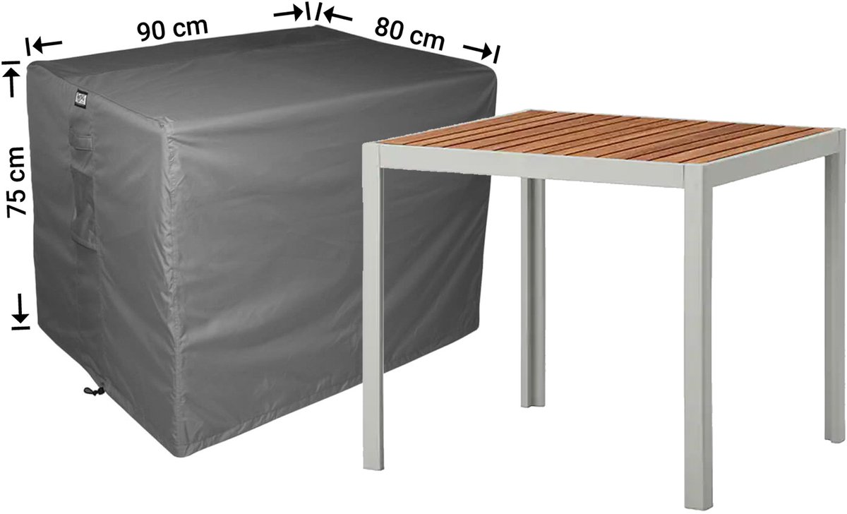 Raffles Covers Beschermhoes tuintafel - 90 x 80 H: 75 cm - D-RT9080 - Waterdicht - Ademend - UV-bestendig - Elastisch rijgkoord - Beschermhoes tuinmeubelen Antraciet