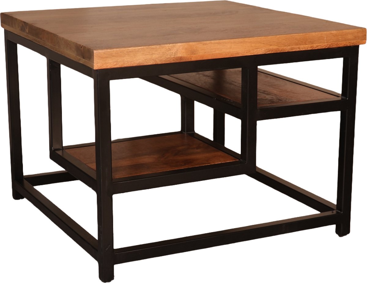 Salontafel industrieel mangohout Sunny 60cm side table massief hout mango bijzettafel