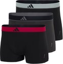 Set van drie boxers: zwart met rode band, grijs met zwarte band, zwart/grijs gemarmerd met groene band.