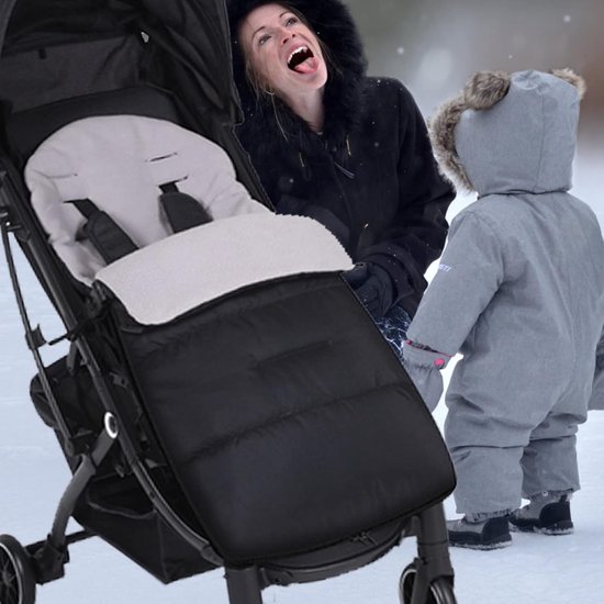 Kinderwagenhoes - Winterkinderwagen voethoezen - Baby voethoezen - Extra zacht - Winterslaapzakken - Geschikt voor de meeste kinderwagens - 80*38 cm - Zwart van Merkloos — afbeelding 2
