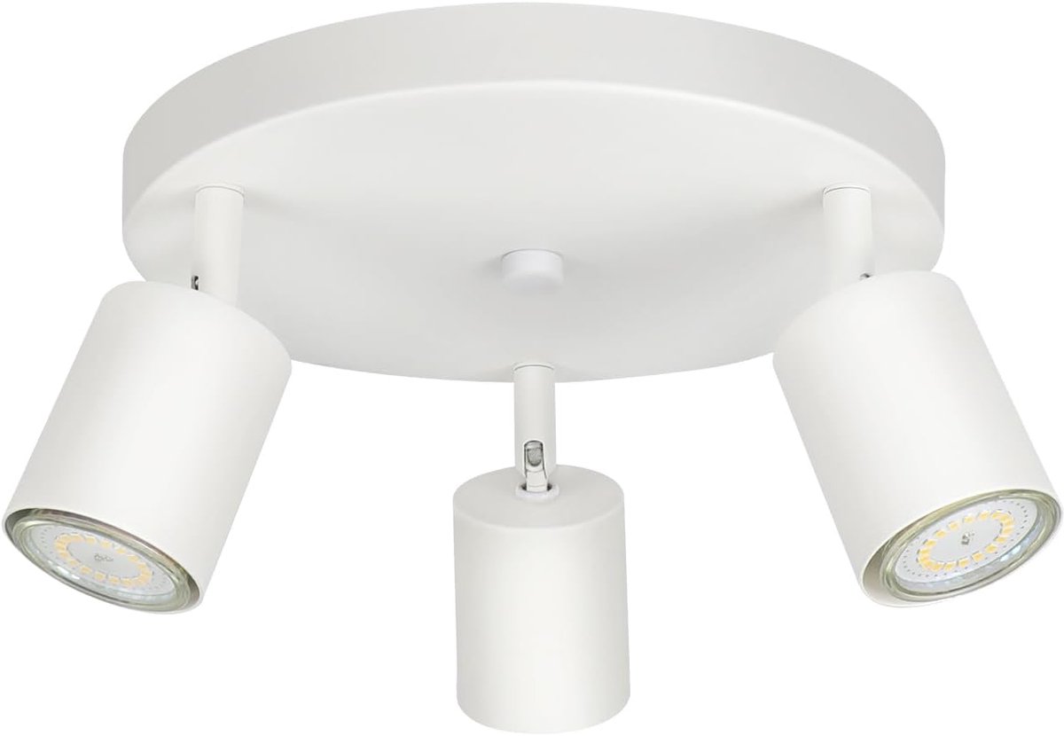 Glitzerlife - Plafondspot Plafondlamp - draaibare Opbouwspots - 3xGU10 fitting - 350° draaibaar 180° kantelbaar - metalen plafondspots - moderne design spotlamp - Ø20cm - Wit