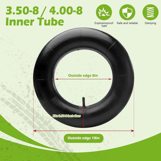 Binnenband 3.50-8 4.80/4.00-8 met gebogen ventiel voor grasmaaiers en meer — afbeelding 2