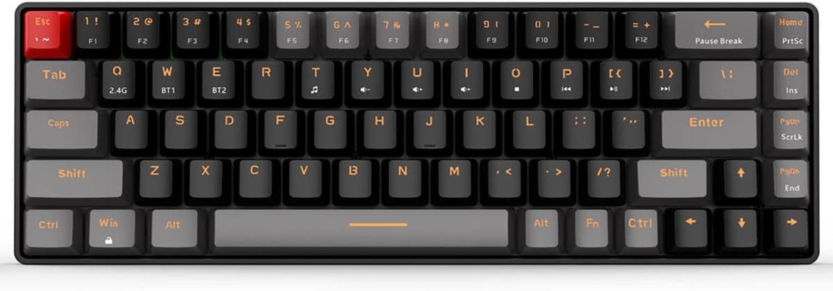 Draadloos Mechanisch Gaming Toetsenbord Mini (60%) met Bruine Switches