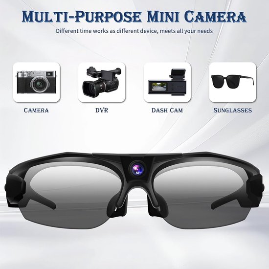 Mini Zonnebril met Verborgen Camera - 1080P HD Draadloze Spion Camera voor Sport en Video Opnamen van Merkloos — afbeelding 3