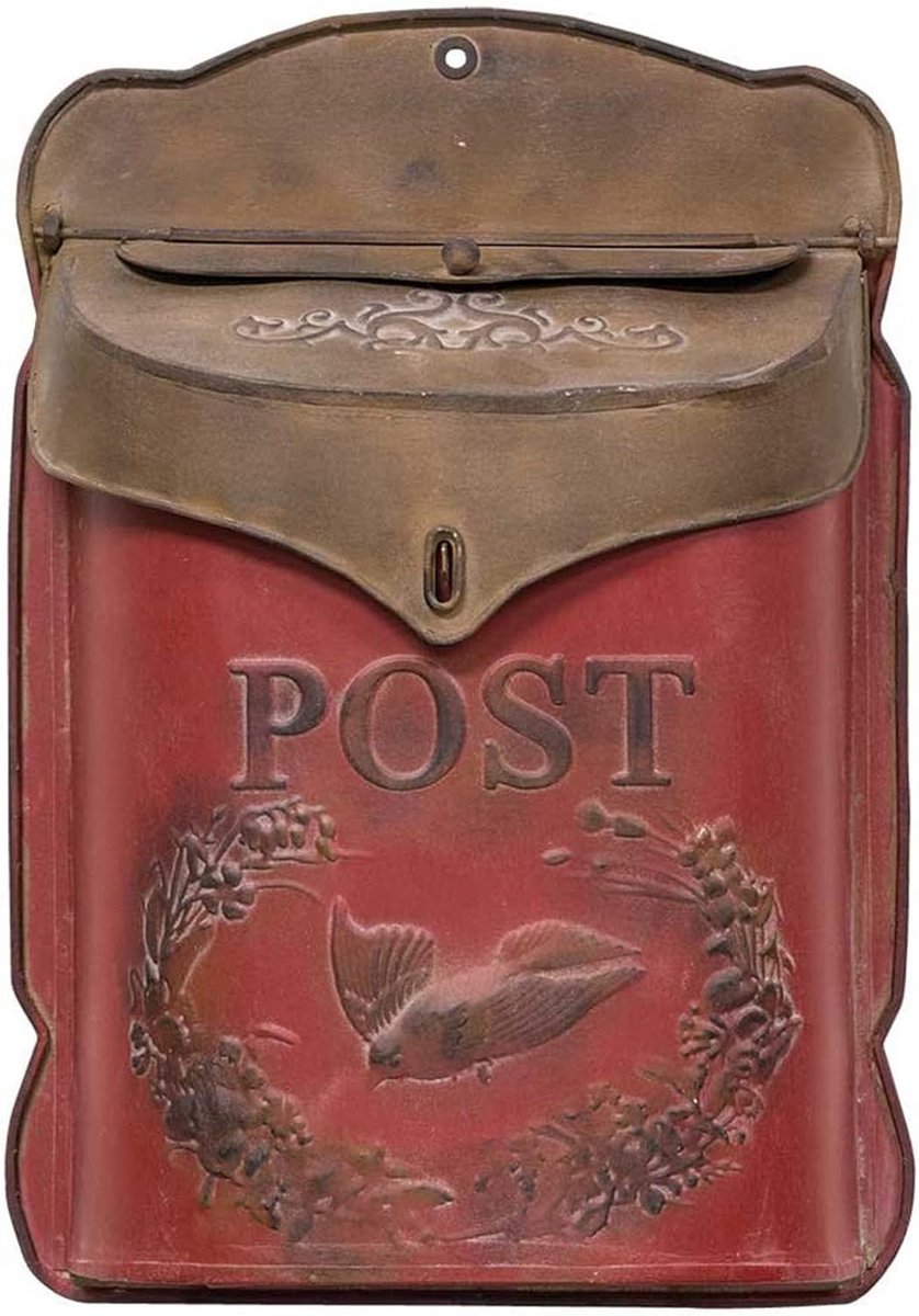 Vintage Metaal Postbox in Rood en Roestkleur