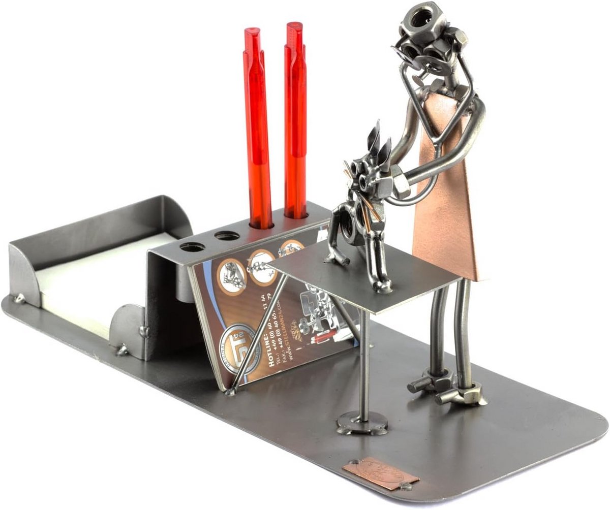 Schroef mannetje dierenarts bureau organizer - handwerk cadeau-idee - stalen en metalen figuur