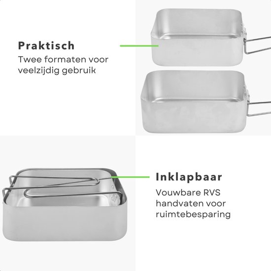 Cheqo® Camping Pannenset - Campingpannenset - Camping Pannensetje - Campingpannen Set - Campingpannetjes - Camping Kookset - Camping Kookgerei Set - Kookset Camping - Pannenset Kamperen - Pannenset Outdoor — afbeelding 2