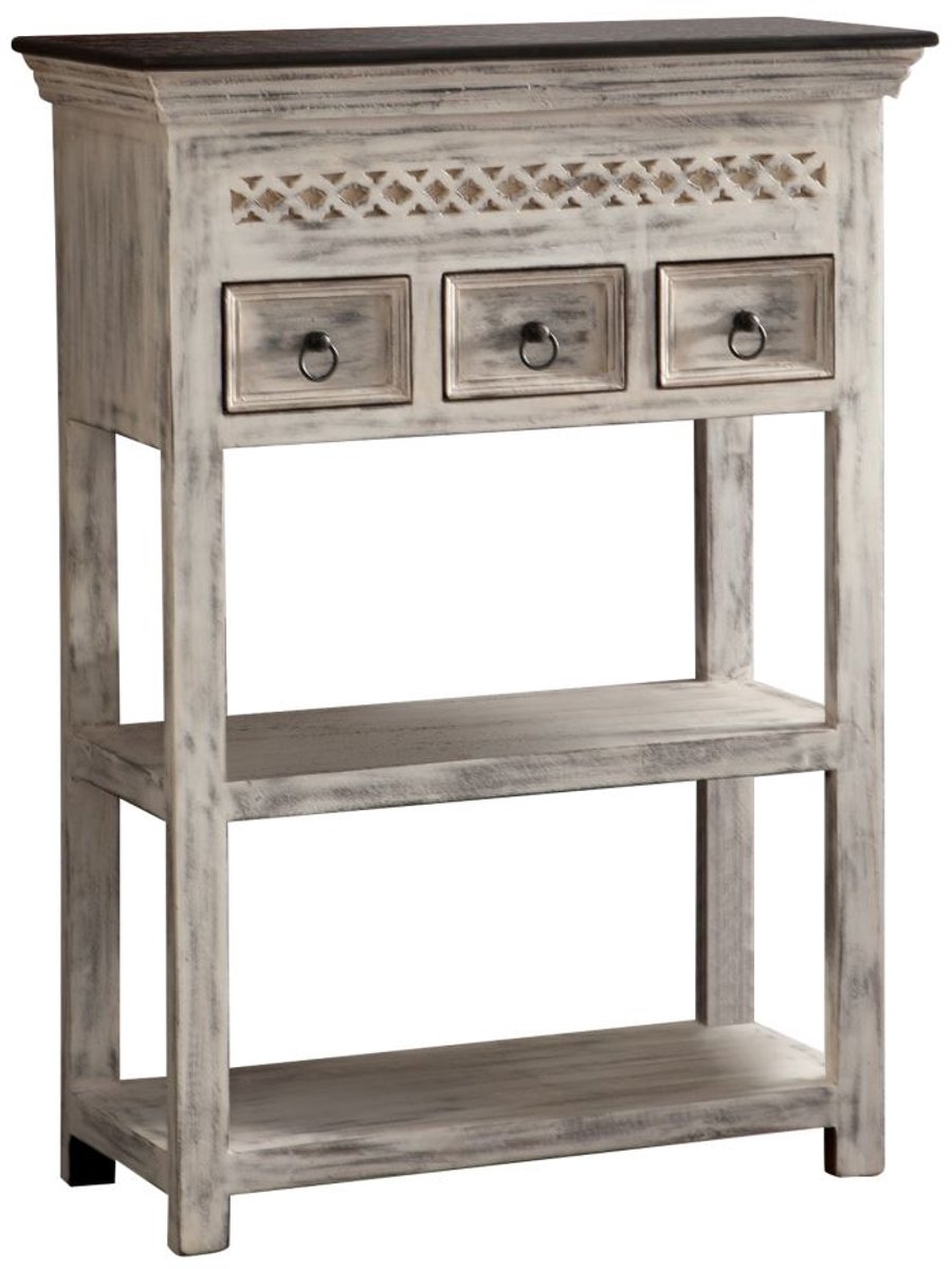 MASSIVMOEBEL24 .DE CASTLE-ANTIK #235 consoletafel wit gewaxed massief hout mango / acacia 80x35x110 cm (BxTxH)