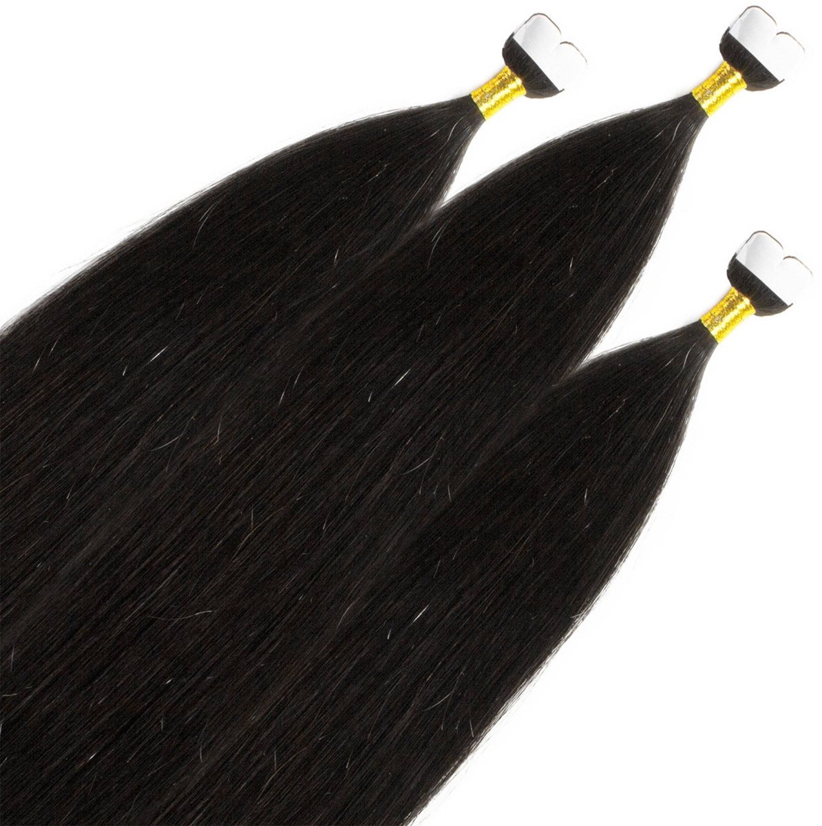 hair2heart Premium Mini Tape Extensions Echt Haar - 12 Tapes 50 cm 2/0 zwart