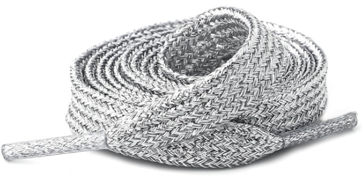 Veters - Schoenveters - 130 cm - Platte veters met glitter - Shoelaces - 1 paar - Zilver - Mode accessoire - Jonyx