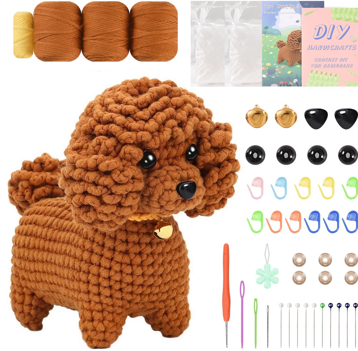Haakpakket Teddyhond – Compleet Haakpakket voor Volwassenen en Beginners, Haken Pakket, DIY Amigurumi, Decoratie en Cadeau