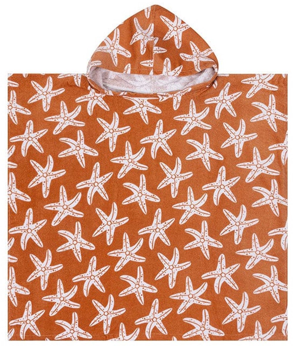 Swim Essentials - poncho - 65 x 65 cm - kind - Zeesterrenprint - 100% katoen - Oranje