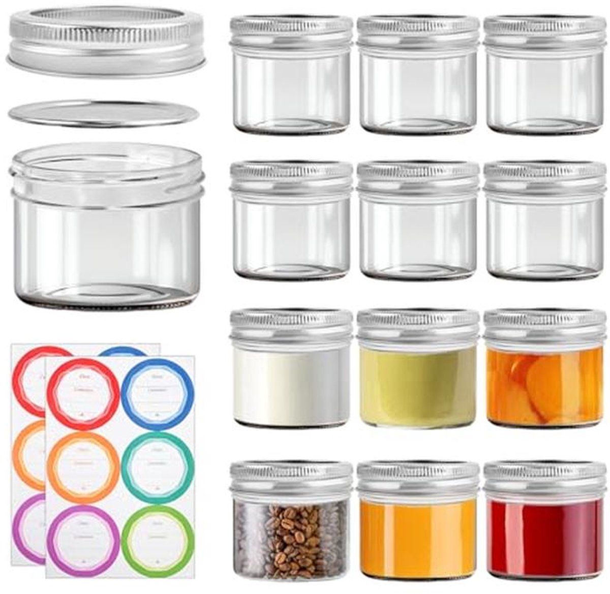 Mini Jampotten met Deksel - 100 ml - Glazen Kruidenpotjes en Dessertpotjes