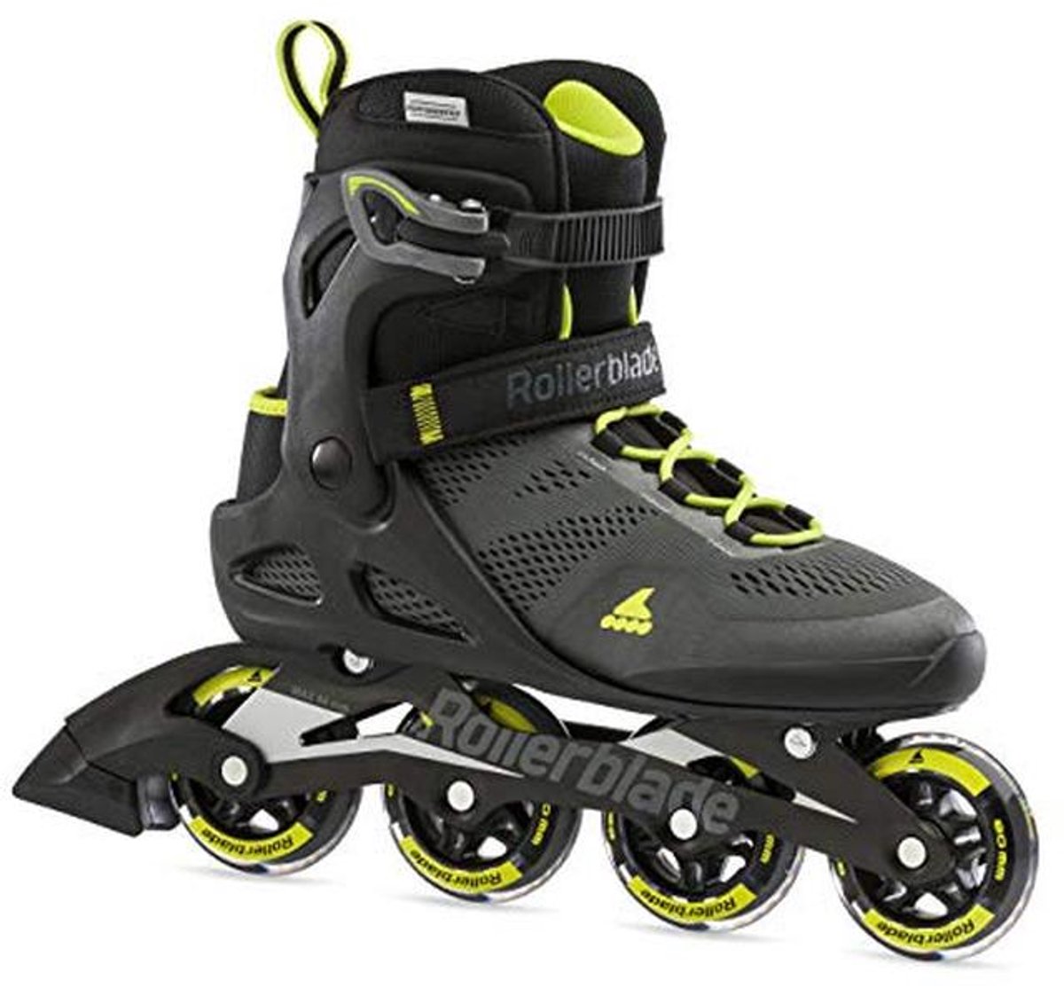Inline skates 80 mm voor volwassenen, uniseks, zwart/limoen, maat 38 - ideaal voor beginners