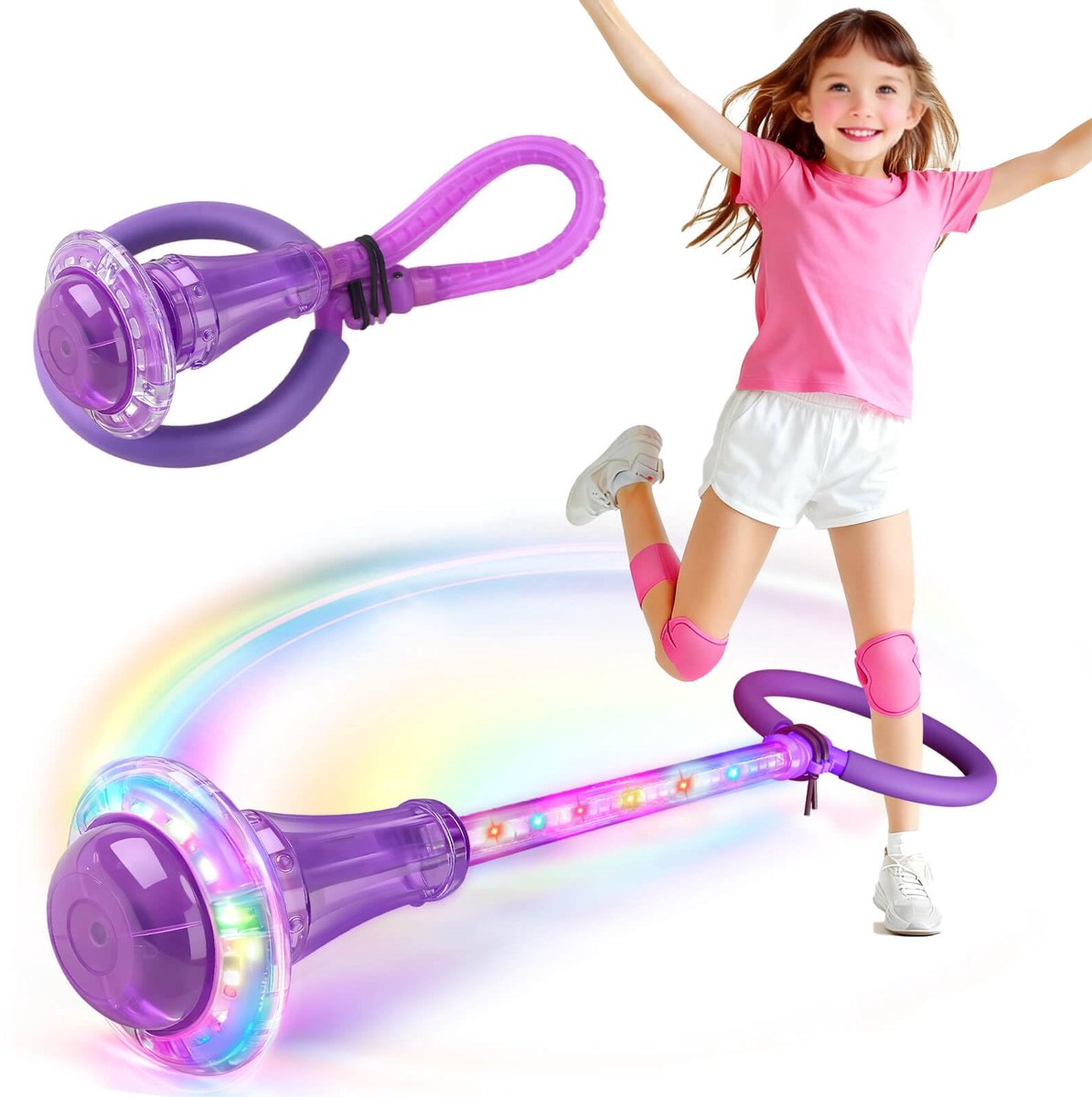 YYchan Dance Wheel - Swing wiel met licht - zachte en flexibele koordconstructie - beschermt enkels tijdens het spelen - Paars