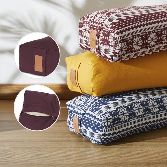 #DoYourYoga - Hoekig Yoga bolster - »Paravati« - Meditatiekussen met bio-organische boekweit schalen vulling - L67 cm & diam.13 cm - aardebruin van #DoYourYoga — afbeelding 4