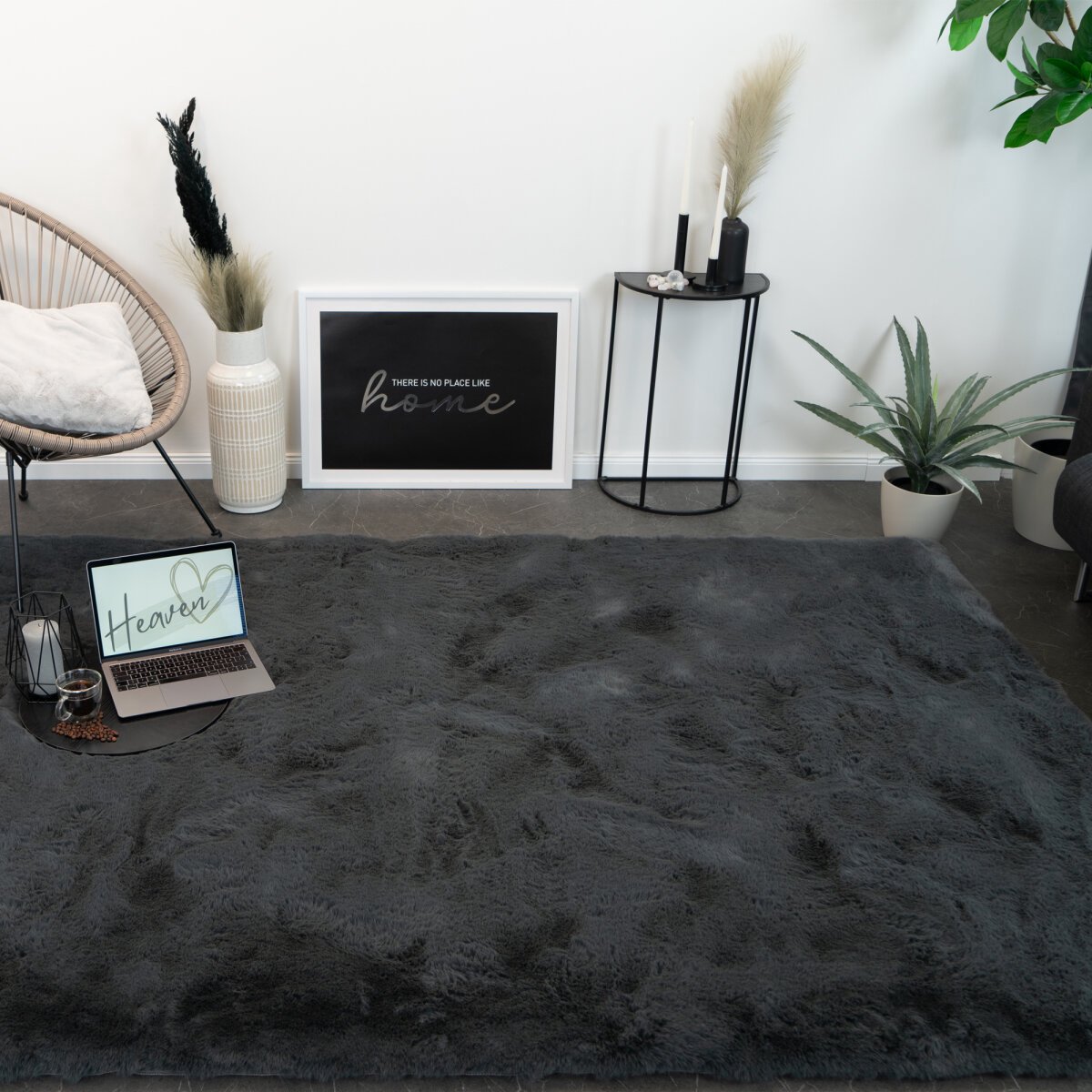 Hoogpolig Fluffy Vloerkleed 80x150 cm Donkergrijs/Antraciet – 30 mm Shaggy Tapijt – Zacht Vloerkleed voor Woonkamer en Slaapkamer