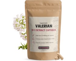 Cupplement Valeriaan Extract 400 mg 60 Capsules - Cortisol verlagende supplementen - Valeriaan kat - Valeriaan thee - Valeriaan extra sterk 125 mg - Vegan - Zonder toevoegingen - Lab getest - 60 dagen voorraad per zakje
