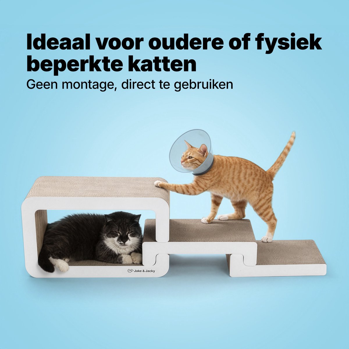 Jake and Jacky Krabkarton voor Katten - Krabpaal Karton - Krabplank - Krabmand - Krabmeubel - Kartonnen Krabmat - Kattenmand - Kattenbed - 116x33x24cm – foto 7