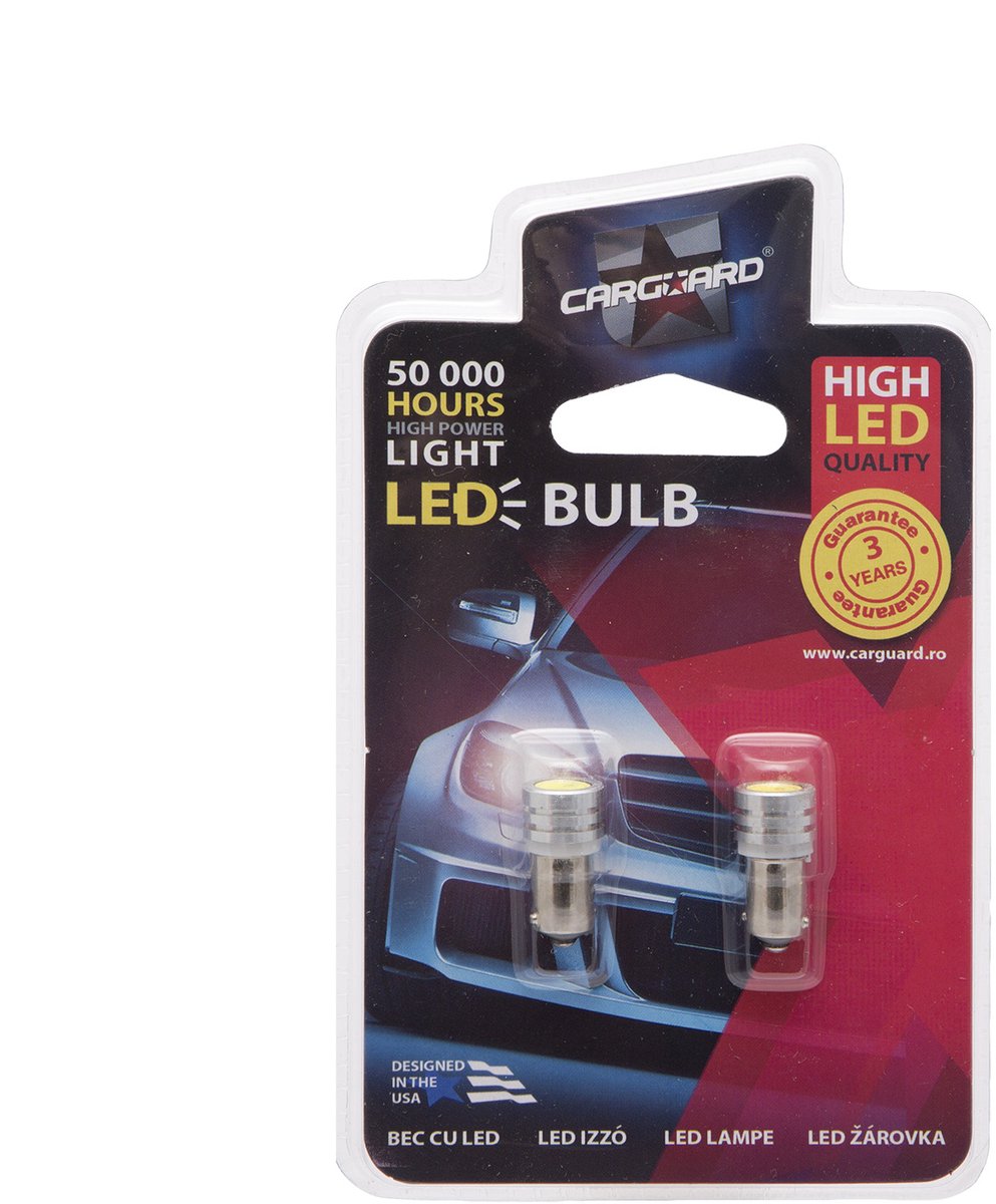 2x LED Autolamp BA9S - 60 Lumen 6000K - 1x High Power LED 1W 12V - Lange Levensduur 50.000u - Helder Wit Licht [50949]