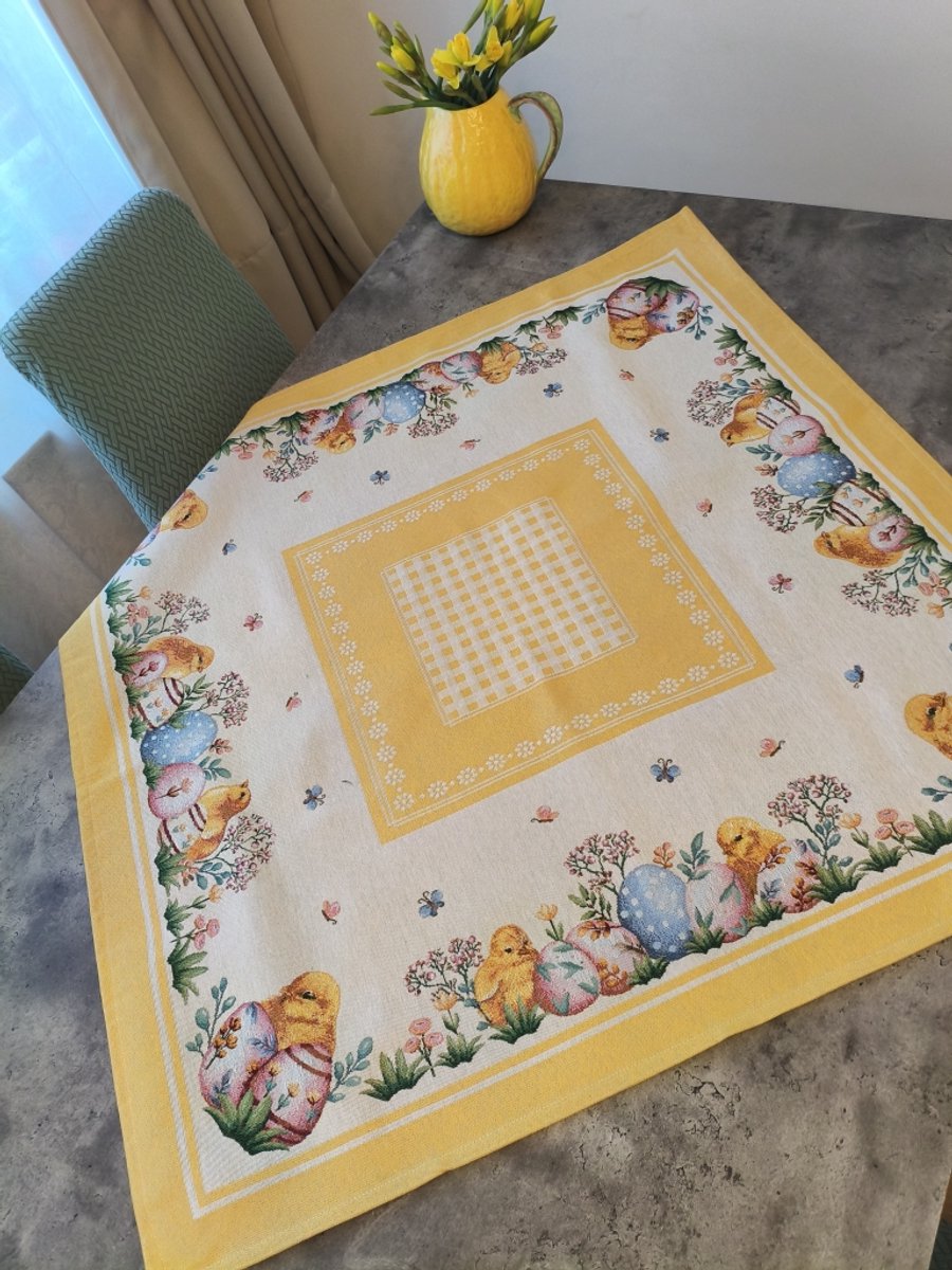 Tafelkleed Gobelinstof Yellow Easter Pasen 100*100cm
