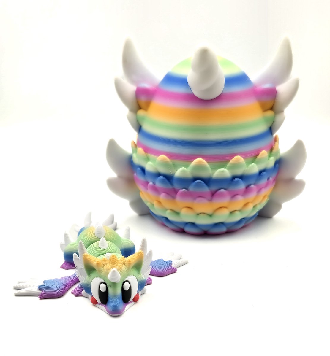 Regenboog Unicorn Draak met Ei – Pastel Eenhoorn - Unicorn flexibele draken - Fantasy Decor & Cadeau- 3D flexi - Cosmetalic