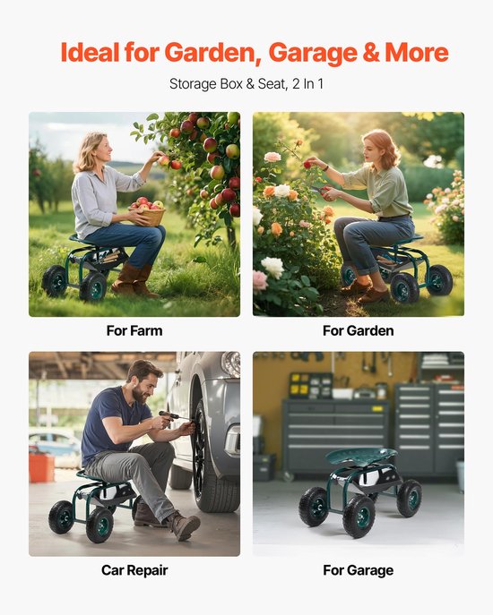 VEVOR Tuinrolstoel Mobiele Tuinstoel All-Terrain Wielen 800x487x460/540mm van VEVOR — afbeelding 3